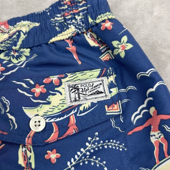 Polo‎ Ralph Lauren Floral Swim Trunks Blue Men's XXL - Picture 4 of 7
